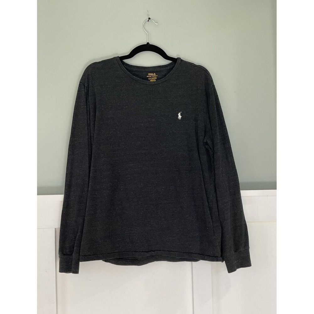 Polo Ralph Lauren Men's Large Heathered Gray Long Sleeve T-Shirt Pony Logo